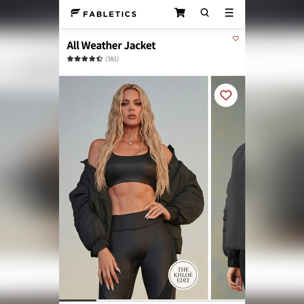 NWT Fabletics all weather women's jacket, L